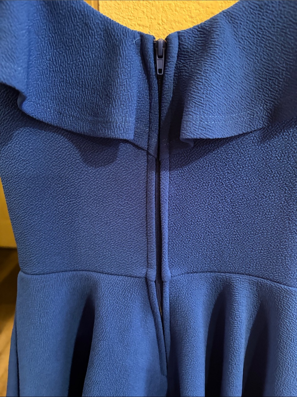 Crystal Doll Cobalt Blue double Ruffle Fit-and-Flare Mini Dress - Picture 7 of 10